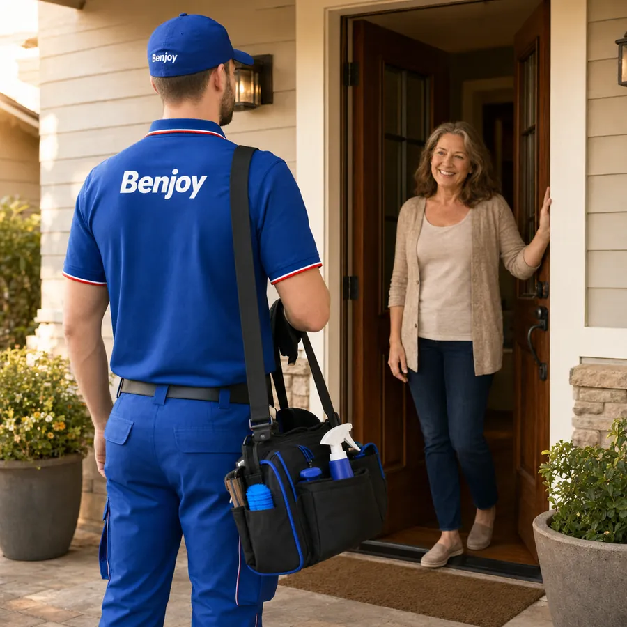 Ben arriving at the house