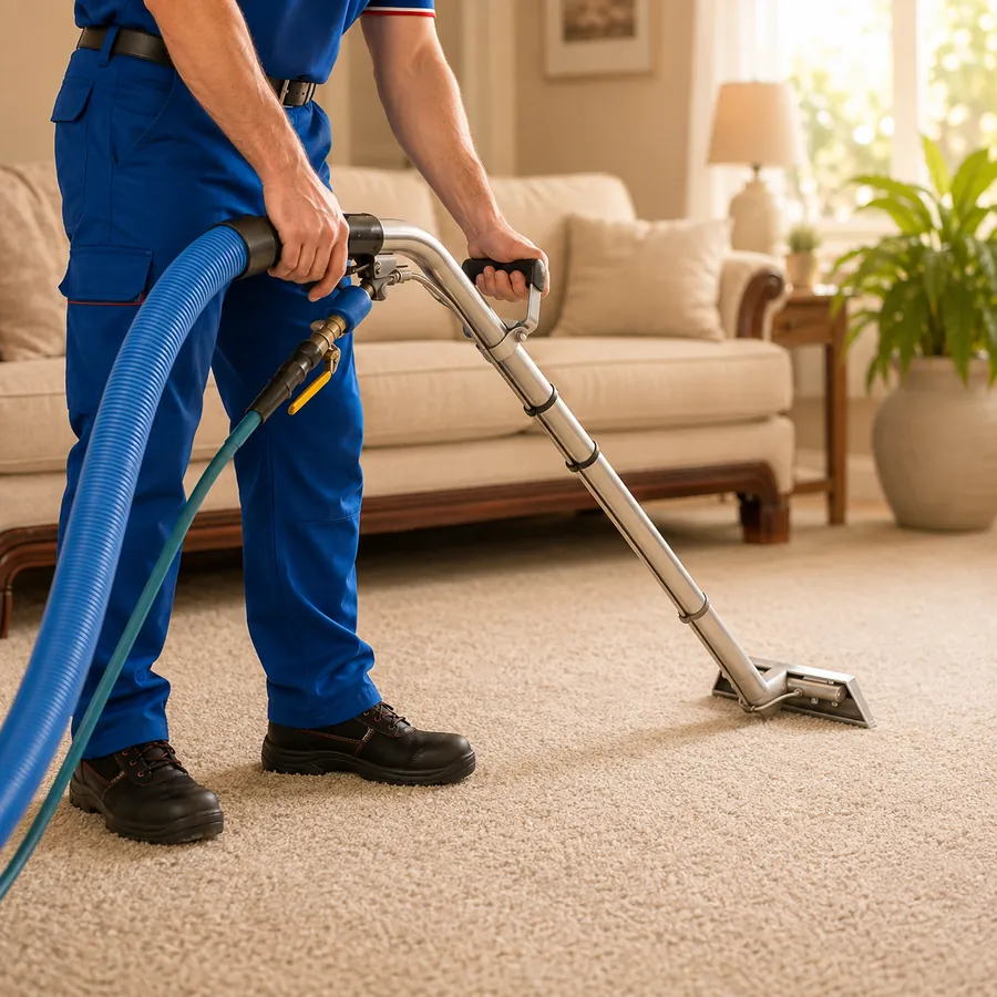 The cleaning work being done